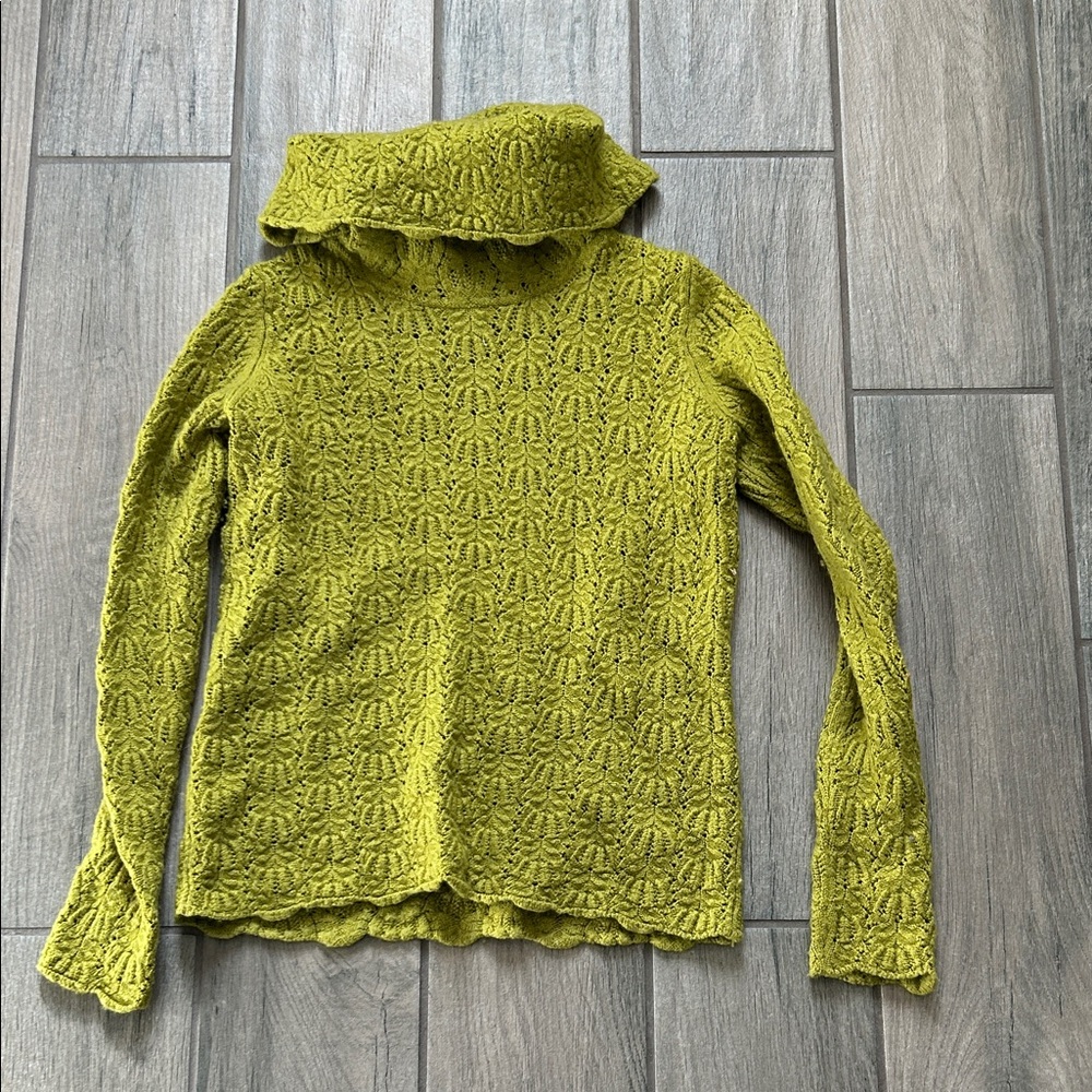 Lands' End Women's Mustard Cowl Neck Sweater